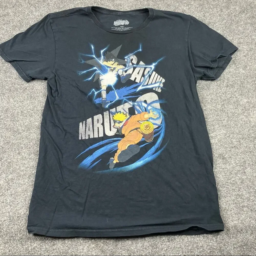 Naruto tee sasuki small Black Boys Womens XS